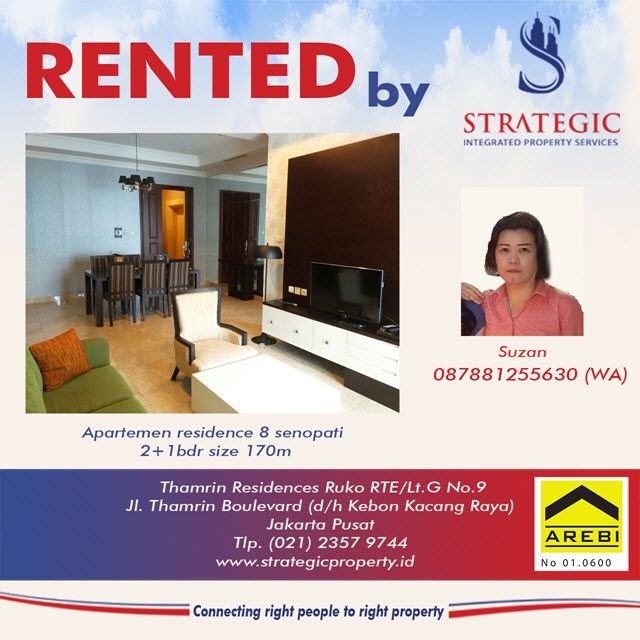 Closing Apartemen Residence 8 @Senopati 2Br+1Br Rented By Suzan